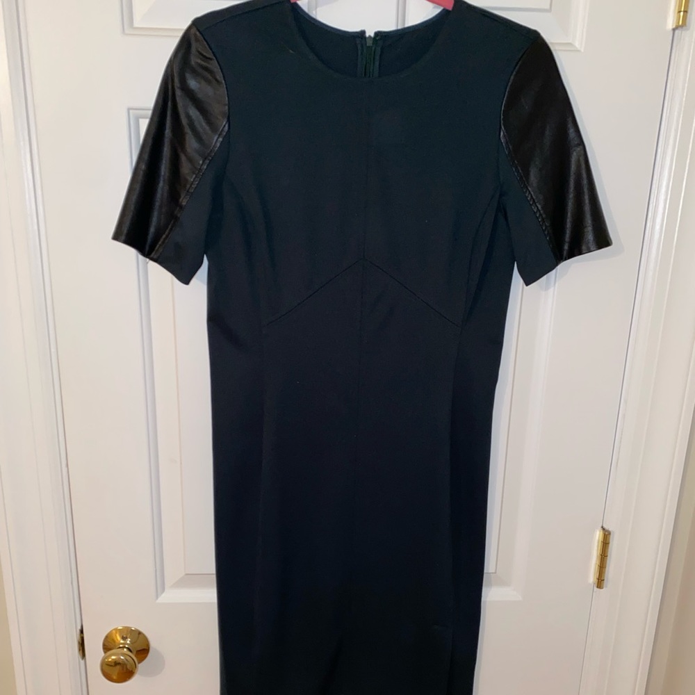 Faux leather sheath short sleeve dress